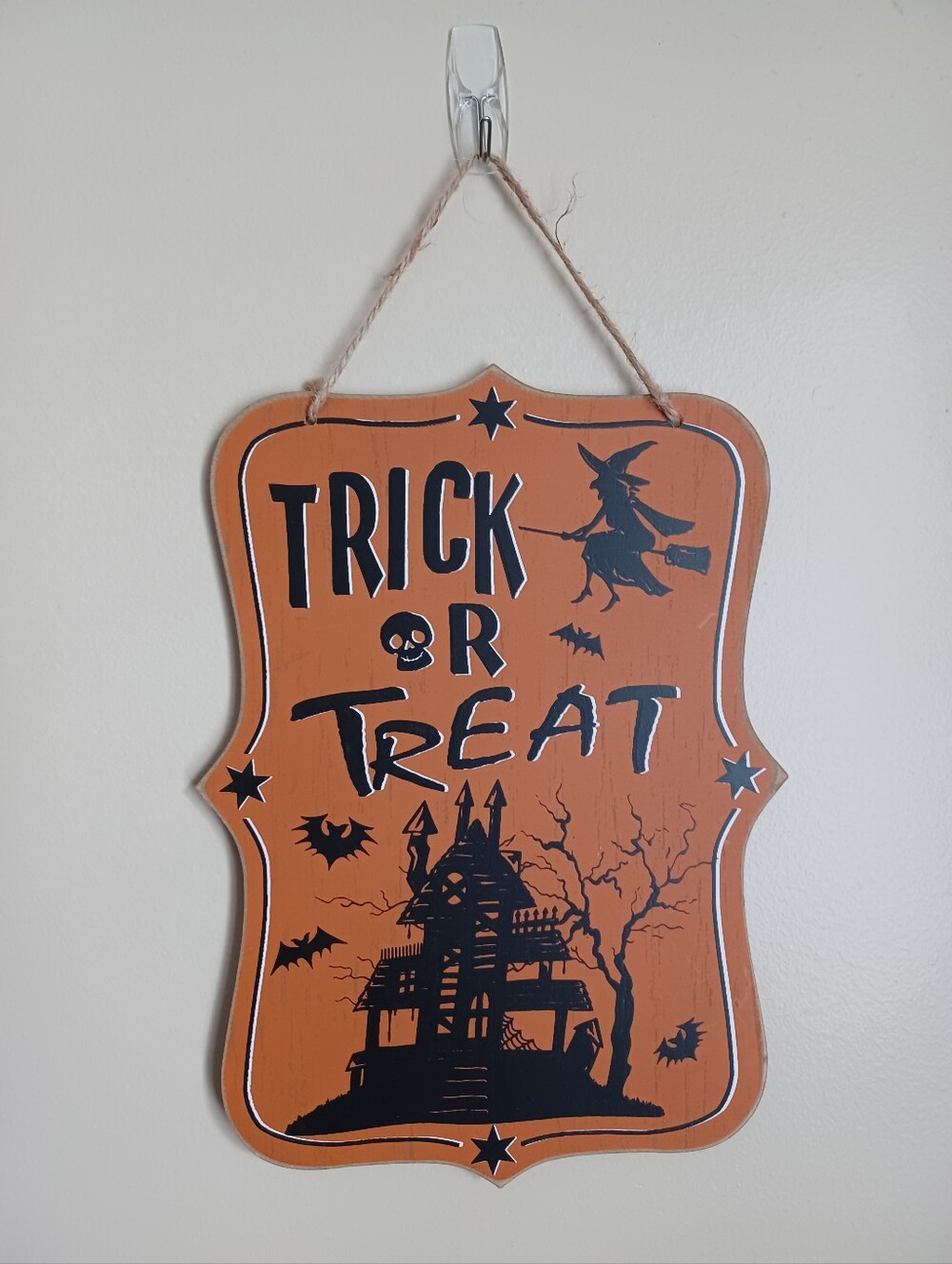 Trick Or Treat With Haunted House And Witch Halloween Sign Holiday Decorations